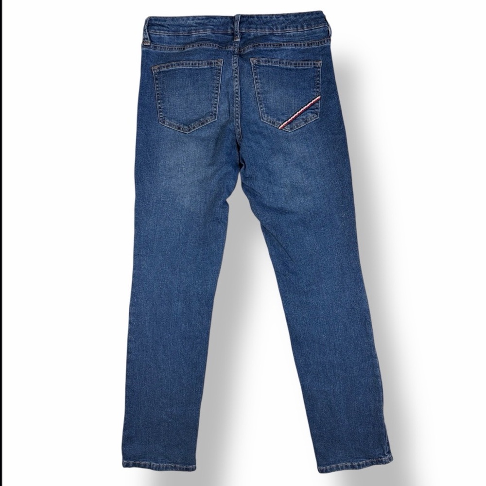 TOMMY HILFIGER y2k Logo Raleigh Straight Leg Mid Rise Blue Denim Jeans Pants 4 - Picture 3 of 9
